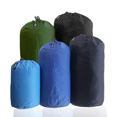 Imagem de Conjunto de sacos de coisas Frelaxy (pacote com 5 (3L&5L&9L&15L&20L), sacos de segurança ultraleves com aba de poeira para viagens, caminhadas, mochila (azul celeste, azul marinho e verde militar e preto)