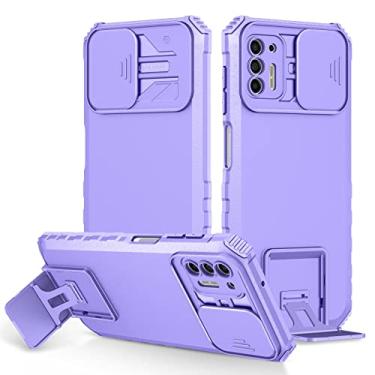 Imagem de Caso de volta Caixa de kickstand de silicone Compatível para Motorola Moto G Stylus 5G, [3 Ways Stand] Capa protetora (Color : PURPLE)