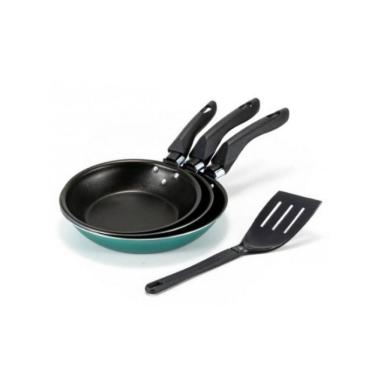 Imagem de Jogo De Frigideiras Teflon 3 Pcs Verde Com Espátula