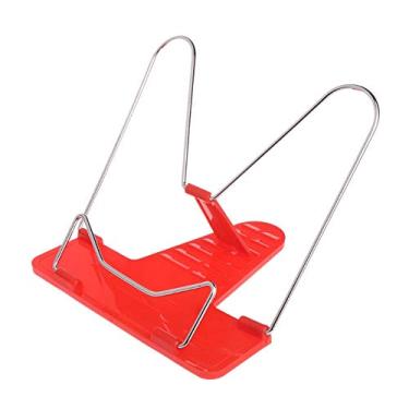 Imagem de Suporte de livro portátil dobrável ajustável suporte de livro para leitura base suporte de documentos, vermelho