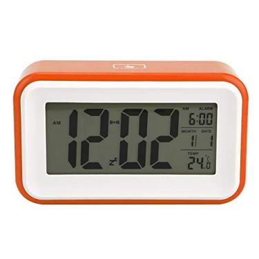 Imagem de Despertador elétrico, Despertador digital multifuncional, estilo moderno e simples, fácil de ler para o quarto de dormir em casa(laranja)