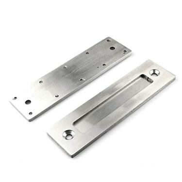 Imagem de SUYA Puxador de porta deslizante nivelado de 21,66 cm puxador de dedo resistente para gavetas de armário de porta deslizante sem borda afiada com placa retangular, acabamento em aço inoxidável escovado