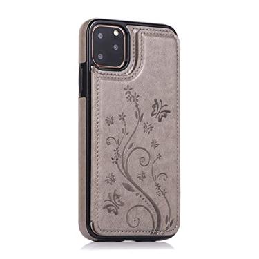 Imagem de Capa de couro de luxo para iPhone 14 12 13 Mini 11 Pro XR XS Max 6 6s 7 8 Plus 5 5s SE 2020 2022 Carteira Slots para cartão de telefone Capa Flip, Cinza, Para iPhone 7Plus 8Plus