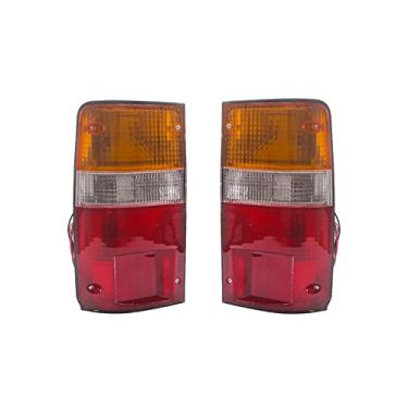 Imagem de TOTMOX Compatível com Toyota Pickup Hilux Mk3 1989-1992, luz de freio de luz traseira de peças automotivas, luz traseira de seta, luz traseira traseira, lente ABS transparente, luzes vermelhas/âmbar