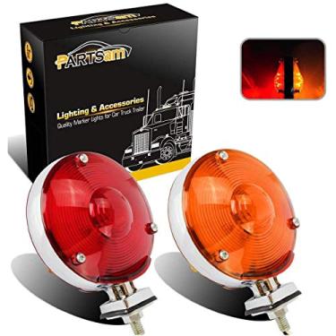 Imagem de Partsam 2 peças de luzes redondas de 10 cm de LED com estrela dupla face de 10 cm, luzes de seta de freio, caminhões, semi-reboques, tratores, para-lamas e lâmpadas