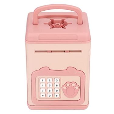 Imagem de Cofrinho Eletrônico Senha de Impressão Digital Dinheiro Mealheiro Lidar Com Design Slot de Moeda Superior Gerencie Dinheiro Com Papelão (Rosa)
