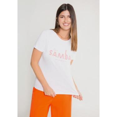Imagem de Camiseta T-Shirt T Ela É Samba - Lunender - Branca / Preta