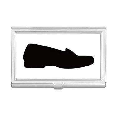 Imagem de Carteira masculina de couro preto com estampa de contorno para cartão de visita, caixa de bolso