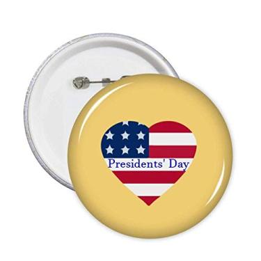 Imagem de Emblema de coração da bandeira do Dia dos Presidentes Americanos, emblema de botão, 5 peças
