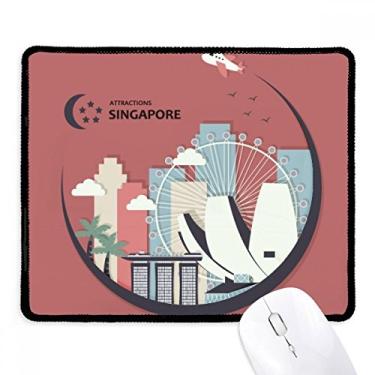 Imagem de Mousepad com bandeira de Singapura Lugares em formato de lua borda costurada Tapete de borracha para jogos