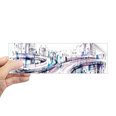 Imagem de DIYthinker Adesivo retangular de para-choque, arranha-céus de construção moderna, decalque de janela
