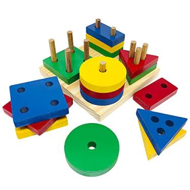 Imagem de Blocos De Montar Madeira Geométricos Prancha De Seleção 0054 Carimbras