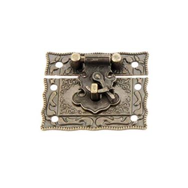 Imagem de 1 pc antique caixa de bronze trinco fecha fivela decorativa jóias presente vintage caixa de madeira hasp trinco gancho com parafusos liga YYDFPIIA (Color : 51x43mm)