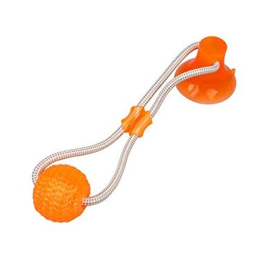 Imagem de HAOZHAO Brinquedos para cães de borracha mastigável com ventosa de sucção para limpeza de dentes (cor: laranja)