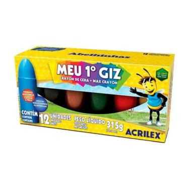 Imagem de Giz De Cera Meu 1° Giz com 12 Cores 370g - Acrilex Ref 9512