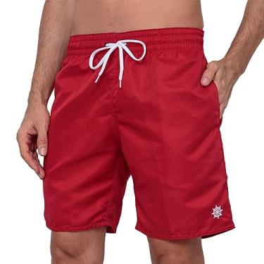 Imagem de Shorts Bermuda Masculina para academia Tactel com bolsos Cor:Vermelho;Tamanho:GG