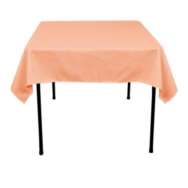 Imagem de LinenTablecloth Toalha de mesa quadrada de poliéster de 137 cm pêssego