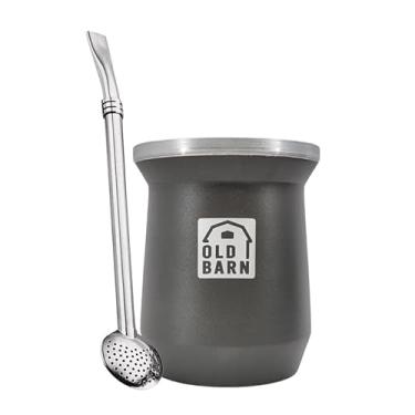 Imagem de Kit 1 Cuia Térmica Parede Dupla De Alumínio 1 Bomba De Chimarrão Tereré Inox Filtro Redondo 19cm Old Barn Cor:Grafite