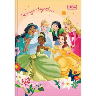 Imagem de Caderno Pequeno Brochura 1/4 Princesas 80 Folhas Capa Dura Costurado T