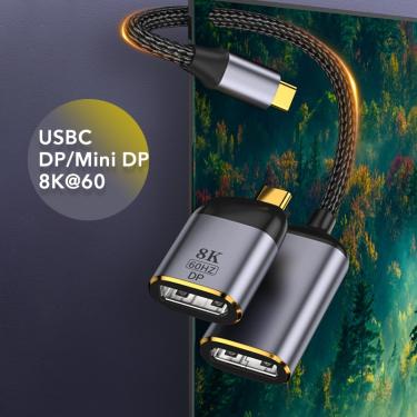 Imagem de Display Port 1.4 Adaptador Thunderbolt 3 Conversor  USB C para DP  Mini DP 8K @ 60 Cabo  4K 60Hz