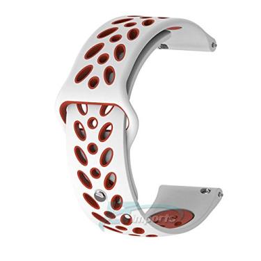 Imagem de Pulseira 20mm Sport V3 para Samsung Galaxy Watch Active 44mm 40mm - Galaxy Watch 3 41mm - Galaxy Watch 42mm - Amazfit GTR 42mm - MARCA LTIMPORTS (Branco/Vermelho)