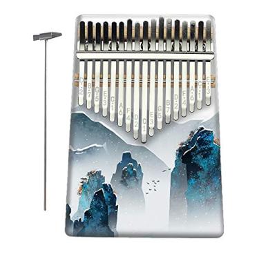 Imagem de Kalimba Piano de dedo de 17 teclas piano de polegar de bolso, para crianças adultos iniciantes marimbas presente musical, teclado de percussão de dedo com instruções e martelo de afinação Mountain