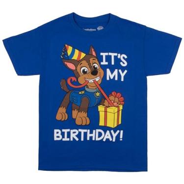 Imagem de Nickelodeon Camiseta de manga curta para meninos Patrulha Canina Chase Birthday Boys - Camiseta de manga curta para meninos Patrulha Canina para festas de aniversário, Azul, M