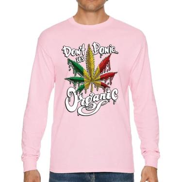Imagem de Camiseta de manga comprida Don't Panic It's Organic 420 Weed Pot Leaf Smoking Marijuana Legalize Cannabis Stoner Pothead, Rosa choque, GG
