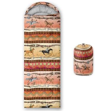 Imagem de Sacos de dormir para adultos e crianças, sacos de dormir para meninas e meninos, leve, impermeável, frio/quente, saco de dormir para 3 estações (West Cowboy, individual -80,5 x 234,5)