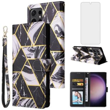 Imagem de Asuwish Compatível com Samsung Galaxy S24 Ultra 5G Capa carteira de vidro temperado protetor de tela de couro flip suporte suporte acessórios celulares capas de telefone para SS24Ultra 24S S 24