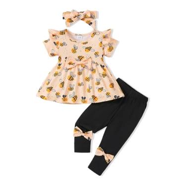 Imagem de Doresbebe Roupas para bebês e meninas, camisetas para bebês e meninas, primavera verão, Amarelo + preto, 2-3 Anos
