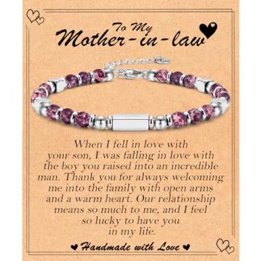 Imagem de Presentes de Dia das Mães para Esposa, Mãe, Avó, Nova Mãe, Bônus, Mãe, Irmã, Cachorro, Tia, Madrasta, Sogra, Namorados, Mãe, Cunhada, Pulseiras de Contas Presente para Mulheres Meninas, 6.7, Pedra,