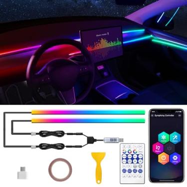 Imagem de Fita de luz de LED para carro Tesla Model 3/Y/S/X Dreamcolor com USB/Tipo C, RGB 2 em 1 com fita de LED de 220 cm para Tesla, Dynamic Chasing Music Sync Neon Tesla Kits de iluminação ambiente