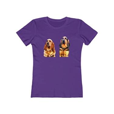Imagem de Camiseta feminina de algodão torcido "Bear & Bubba" Bloodhounds da Doggylips™, Roxo liso, M