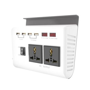 Imagem de SZITW Inversores de energia para carro 300W Conversor DC 12V para AC 220V 4 portas USB e 2 tomadas CA Adaptador de carregador Conversor de plugue para carro Inversor de onda senoidal com tela LCD dupl