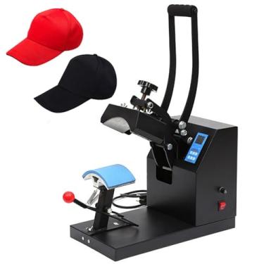 Imagem de Máquina de calor para prensas de chapéus para tampas Design de concha de 6 x 3,5 polegadas Prensa de transferência de sublimação de tampa de elemento curvo Temporizador digital LCD e controle de temperatura