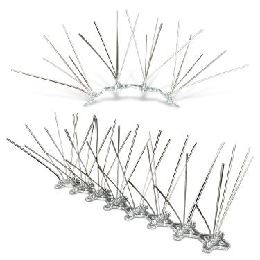 Imagem de Pestless Pacote com 10 pontas de pássaro atualizadas - dissuasão de 30,5 cm, 5 pontos, cobertura ampla, comprimento ajustável da tira - repelente de aço inoxidável contra pombos, esquilos, animais -