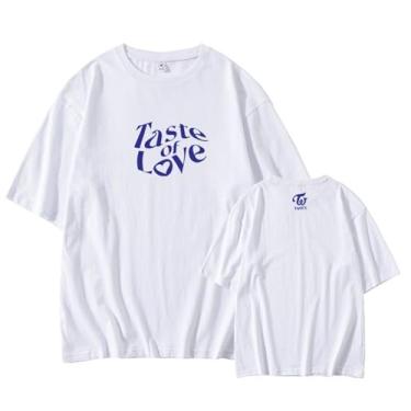 Imagem de T-wice Álbum Taste of Love Camiseta K-pop Support Impresso Camisetas Merch Contton Gola Redonda Manga Curta, Branco, M