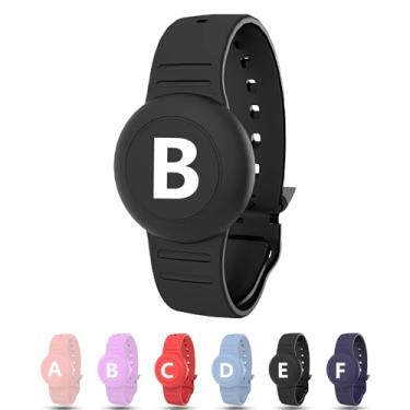 Imagem de Pulseira à prova d'água para AirTag Kids, suporte oculto personalizado com letra inicial compatível com Air Tag, capa de silicone para AirTag, rastreador GPS antiperda ajustável para crianças idosas
