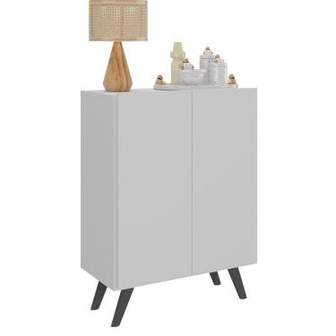 Imagem de Armário Cômoda Infantil 2 Portas Retrô Multimóveis Mp4231 Branco preto Branco preto