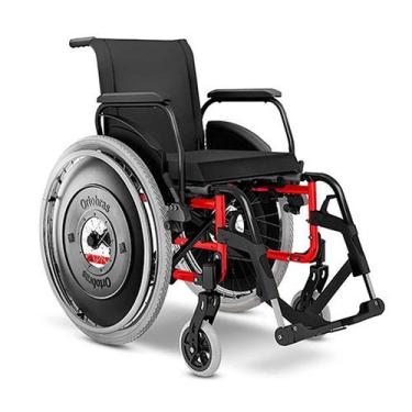 Imagem de Cadeira De Rodas Alumínio Avd Ortobras Dobrável Em X 40X40x40 Vermelho