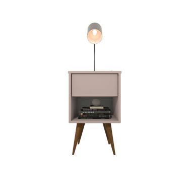 Imagem de Mesa de Cabeceira MDF Pés Palitos com 1 Gaveta e 1 Nicho PlanCasa