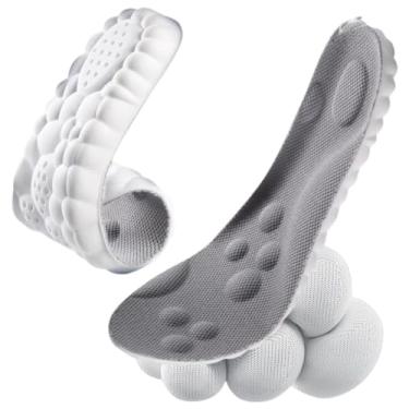 Imagem de Palmilha Ortopédica 4D Alívio De Dores Nos Pés Para Tênis Sapatos Chuteiras Anti Impacto Absorção De Choque Massagem Conforto Esportiva Cor Cinza Com Branco Vários Tamanhos 35 ao 41 Unissex (36-37)