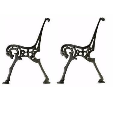 Imagem de Par Pé de Banco Praça Jardim Cavalo em Ferro Fundido