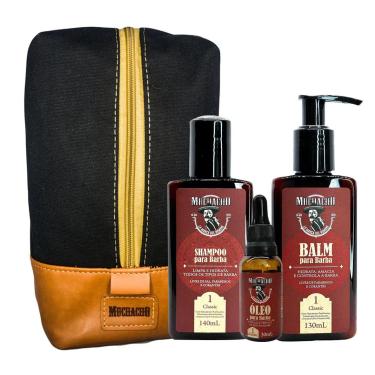 Imagem de Kit Shampoo Para Barba + Balm Para Barba + Oleo Para Barba Frasco - Muchacho Classic + Necessaíre Muchacho Guadalajara