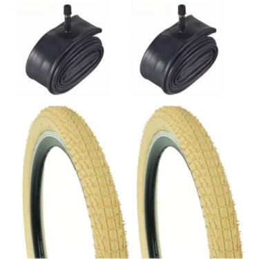 Imagem de Par Pneu de bike BMX aro 20' x 1.95 Greenstone SRI-45 Creme 47-406