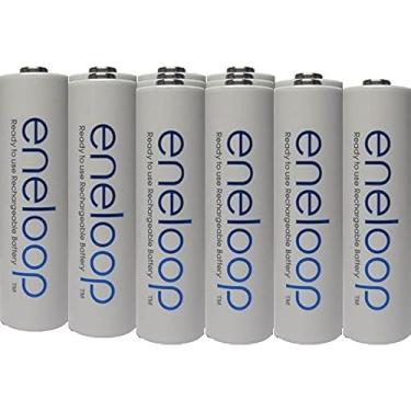 Imagem de Newest version Panasonic Eneloop 4rd generation 12 Pack AA NiMH Pre-Charged Rechargeable Batteries -FREE BATTERY HOLDER- Rechargeable 2100 times