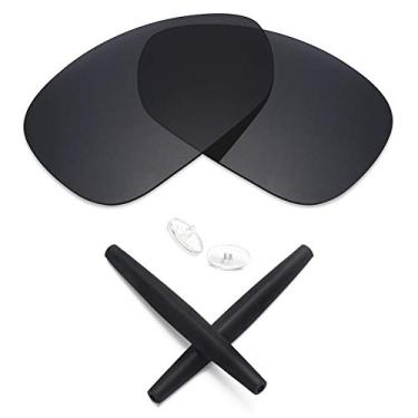 Imagem de Lentes de reposição e kits de borracha Mryok para óculos de sol Oakley Crosshair 1.0 (2005), Stealth Black Polarized Lenses & Black Rubber Kits, One Size
