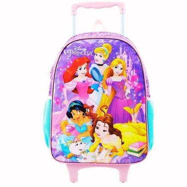 Imagem de Mochila Infantil Princesas Disney Rodinhas Tam G Escolar