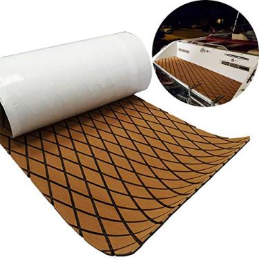 Imagem de Revestimento de barco espuma EVA antiderrapante autoadesivo lençol de piso marinho barco iate deck falso teca tapete para lancha, barco, pesca, trailer, caiaque, piscina, 70 x 74 cm, padrão losango